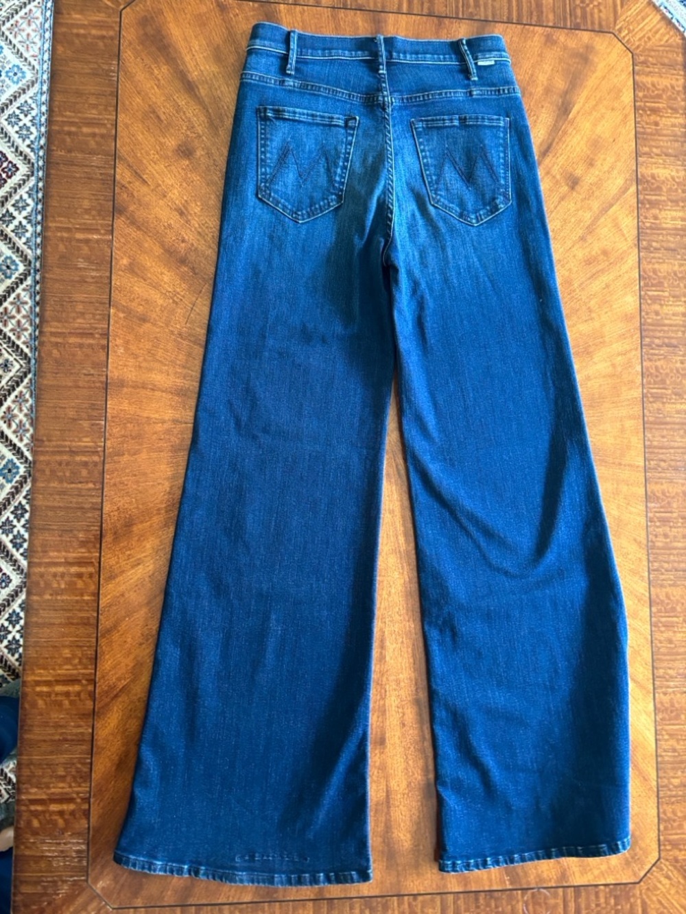 MOTHER The Hustler Roller Sneak Jeans Denim Wide Leg Faded Dark Blue 28 $258 New - Picture 7 of 13
